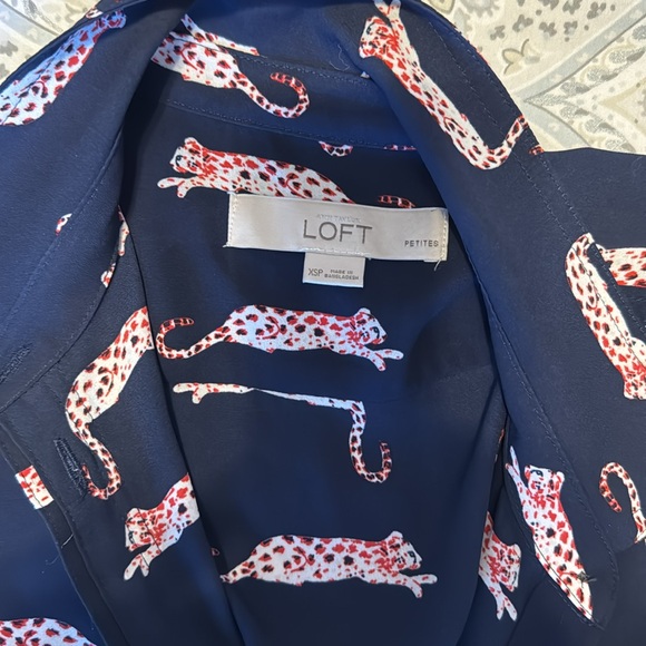 Ann Taylor Loft Petite Navy Dress Shirt - Picture 2 of 5